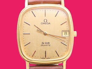 ■♪価格高騰! 資産価値！ 稼働 電池新品 メンズ ビンテージ 高級超レア！ OMEGA オメガ Deville デビル デートクオーツベルト新品尾錠純正