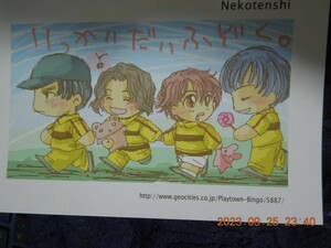 同人 テニスの王子様 ポストカード / 幸村精市 真田弦一郎 丸井ブン太 柳蓮二 / Nekotenshi ① / イラストカード