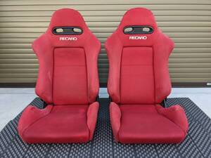 【流用にも！1円～】DC5 インテグラタイプR純正 RECARO SR-4 レッド 破れなし2脚セット！検レカロ/セミバケ/SR-3/SR4/DC2/EK9/シビック/赤