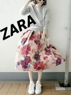 美品　ZARA ザラ　ロングスカート　スカート　花柄　ピンク　人気　完売