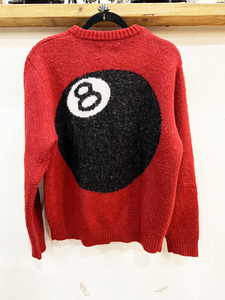 445★Stussy/ステューシー 20AW 8 BALL HEAVY BRUSHED MOHAIR SWEATER 8ボール ニット Lサイズ ボルドー系 メンズ セーター USED ★