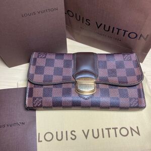 ルイヴィトン 長財布 ポルトフォイユ システィナ N61747 LOUIS VUITTON ロング ウォレット 二つ折り財布 領収書あり ダミエ 財布 used