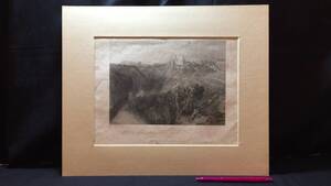 【真作 J.M.W.Turner(ターナー)/銅版画23】『Knaresborough』●イギリスロマン主義●縦33.5×横40.5㎝●検)リトグラフ/水彩画/風景画