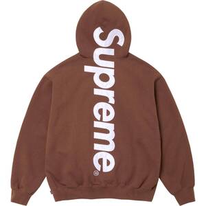 Supreme Satin Applique Hooded Sweatshirtシュプリーム24awサテン アップリケ ロゴ スウェットシャツ パーカーBrown茶#XL新品 box logo