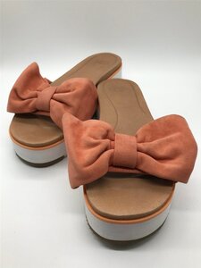 ■【YS-1】 アグ オーストラリア UGG AUSTRALIA サンダル ■ リボン オレンジ系 × 茶系 23cm ヒール高3,5cm 【同梱可能商品】K■