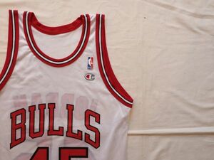 【古着GAME TOPSレア Champion CHICAGO BULLS ユニフォームタンクトップ白#45】USA製チャンピオンNBAバスケシカゴブルズマイケルジョーダン