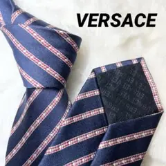 ✨ほぼ未使用✨ VERSACE ネクタイ ストライプ ドット 光沢 肉厚