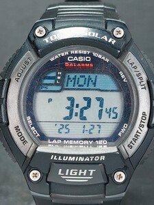 美品 CASIO カシオ W-S220-1A デジタル ソーラー スポーツ ウォッチ ランニング 腕時計 ブラック ラバーベルト ステンレス 動作確認済み