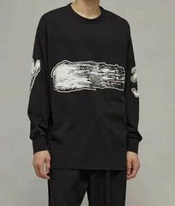 HA804 送料185円 adidas Y-3 ワイスリー GFX LS Tee 長袖Tシャツ ロンT sizeS black H44811 16C001 08/22 カットソー ヨウジヤマモト