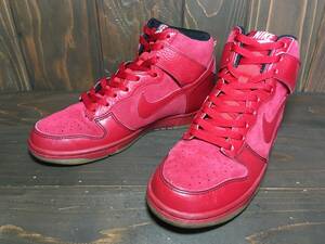 ★ナイキ NIKE ダンク DUNK HI スエード レザー 赤 ガムソール 2010年製 26.5cm Used 検 スニーカー AJ1 ジョーダン ターミネーター VNTG