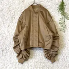 CIEL’AIR 2WAY SATIN BLOUSON ベージュ　袖取り外し可能