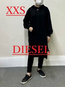 ディーゼル　スウェット ワンピース 2123　XXSサイズ　ブラック　新品 タグ付　DIESEL　A05707 0GEAD 9XX　Dロゴ　パーカー　ドレス