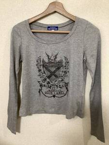 BURBERRY BLUELABEL バーバリーブルーレーベル　プリント　長袖Tシャツ　グレー　ハイブランド　レディース　古着