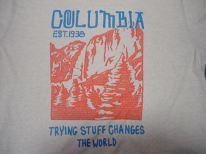 中古： コロンビア：Columbia：半袖両面プリント：Tシャツ：Mサイズ：グレー：メンズ　検索)：ノースフェイス　マーモット　パタゴニア