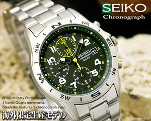 海外限定逆輸入モデル【SEIKO】セイコー 1/20秒高速ミリタリークロノグラフGR 新品