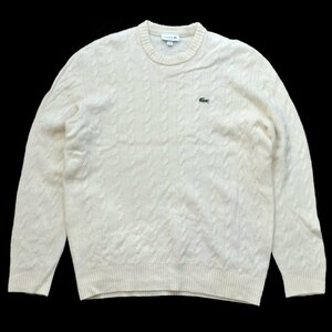 定価22000円 LACOSTE ラコステ エッセンシャルケーブルニットセーター Lサイズ AH0516 フランス製 長袖 メンズ Ｍ995430