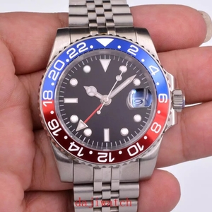 【新品・在庫処分】 ブルー Parnis パーニス オマージュウォッチ 40mm 腕時計 メンズ 自動機械式 GMT サファイアクリスタル 発光 防水 2434