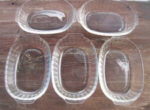 18N1.19-9　パイレックス グラタン皿 3854　A09　まとめて5枚　耐熱ガラス　ベーシックシリーズ