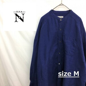 NZ1502●22ss RNA-N ベルギー リネン オーバーサイズ シャツ●M●ブルー系 麻 長袖 レディース 定価￥16500- アールエヌエーエヌ