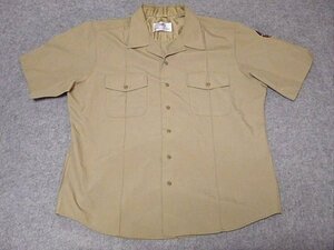 アメリカ海軍　ＵＳ　ＮＡＶＹ　サービスシャツ　半袖シャツ　２ＸＬ　特大　美品　ＤＳＣＰ　制服　カーキ