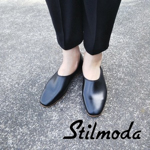 送料無料 STILMODAスティルモーダ 2wayレザーフラットシューズ パンプス レディース ブラック 黒 38 24cm 新品 靴 イタリア製