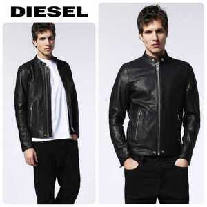 定価127,600円 DIESEL ディーゼル 国内正規品 TIMELESSコレクション L-ROSHI JKT 最高級ラムレザーシングルライダースジャケット XS 美品