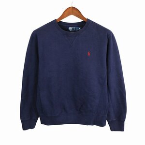 SALE// Polo by Ralph Lauren ポロバイラルフローレン スウェット ワンポイントロゴ アメカジ ネイビー (メンズ M) O7495