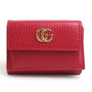 グッチ GUCCI 三つ折り財布 GGマーモント レザー レッド h29846f