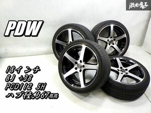 程度良好！●PDW アルミホイール 4本 18インチ 8J +38 PCD112 5H 5穴 A4 アバントにて MINI F型 アウディ A8 VW ベンツ Sクラス Cクラス