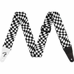 Fender Wavy Checkerboard Polyester Strap, Black/White ギター/ベースストラップ〈フェンダー〉