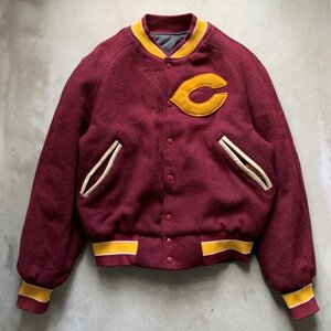 【L】USA製 J&L Sports ウールスタジャン えんじ■ビンテージ オールド レトロ アメリカ古着 80s/90s アワードジャケット バーシティ