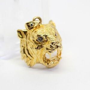 ◎中古美品◎１８金　ダイヤ　0.07ｃｔ　タイガーデザイン　ペンダント