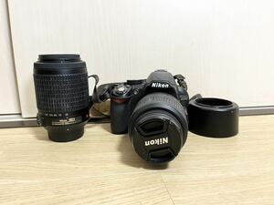 【希少品】Nikon D3100 デジタル一眼レフカメラ ボディ AF-S NIKKOR 18-55mm F3.5-5.6G DX VR / 55-200mm F4-5.6G ED DX VR ニコン 動作品