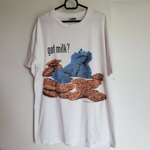 90s COOKIE MONSTER Tシャツ クッキーモンスター GOT MILK SESAME STREET 