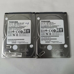 1TB 使用時間極少(305h/795h) 2.5inch HDD SATA P01007【1円スタート/2枚セット】