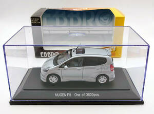 未使用　EBBRO　エブロ1/43　MUGEN　HONDA　Fit　One　of　3000 pcs　無限　ホンダ　フィット　SILVER　シルバー　　ミニカー　エブロ