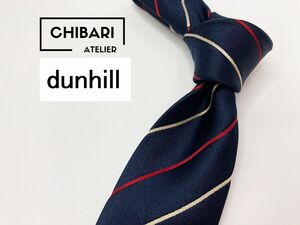 【超美品】dunhill　ダンヒル　ロゴ＆レジメンタル柄 ネクタイ 3本以上 送料無料 メンズ ネイビー　1202179