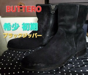 初期ブラックジップ 美品 ブッテロ BUTTERO スエードレザーブーツ ブラック 黒 ショートブーツ ペコスブーツ サイドゴアブーツ イタリア製