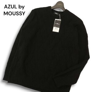 【新品 23AW】 AZUL by MOUSSY アズール マウジー 秋冬 ダイヤ編み ニット セーター Sz.M　メンズ 黒 未使用　C4T08086_9#K