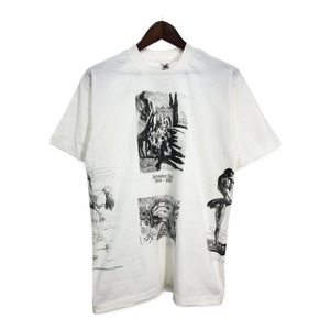 90年代 USA製 Salvador Dali サルバドール・ダリ マルチプリント アート Ｔシャツ ホワイト (メンズ L) 中古 古着 T0044