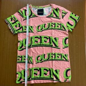 ドレスキャンプ タグ付き 新品 未使用 クイーン プリント カットソー 46 Tシャツ DRESSCAMP ロイヤルフラッシュ QUEEN ピンク PINK Y2K 00s