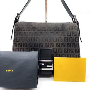 1円◆ FENDI フェンディ マンマバケット ズッキーノ ワンショルダーバッグ ハンドバッグ キャンバス レザー ブラック系 レディース