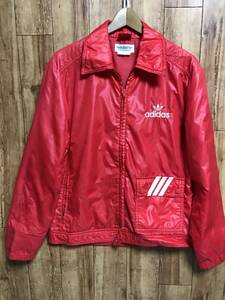 送無♪旧adidas DESCENTE アディダス デサント♪薄中綿入りナイロンジャケット・レッド・L