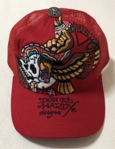 【新品未使用、正規品、本物】 Ed Hardy エド・ハーディー スカル ワシ 刺繍キャップ 帽子 赤色