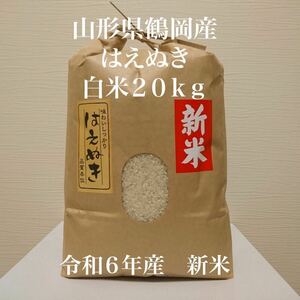 農家直送！令和６年産　はえぬき　山形県庄内産　白米２０ｋｇ　新米