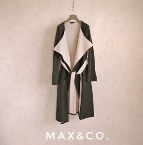 超高級 希少 Maxmara 圧倒的デザイン ガウンコート カーキ×ホワイト max&co. マックスマーラ マックスアンドコー ランウェイスタイル