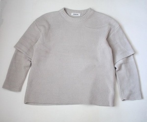 【monkey time】コットンニット　レイヤード　ユナイテッドアローズ　S　中古　クルーネック　CTN/AC SLEEVE LAYARD CREW NECK