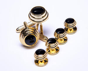 ◆ONYX_ART LONDON SC_14 TUXEED CUFFLINCS & 4 STUDS GOLD/BLACK タキシードにお勧めします