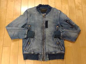 TMT ティーエムティー SWEATLIKE STRETCH DENIM TYPE-MA-1 FLIGHT JACKET スウェットライクデニムフライトジャケット　サイズL TJK-F2010