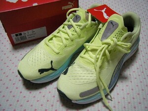 プーマ　PUMA　VELOCITY NITRO 2　ランニング用高機能高性能シューズ 黄緑系　サイズ 25.0㌢　幅広いランナー向き　耐久/反発/クッション性